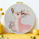 Pink Deer & Butterfly Embroidery Kit Kits For Stitchers
