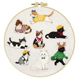 Cute Fashion Cats Embroidery Kit – Kawaii DIY Hand Embroidery Hoop Art Set for Cat Lovers