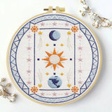 Sun Moon Celestial Embroidery Kit – DIY Boho Astrology Hoop Art for Beginners & Craft Lovers