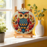Colorful Autumn Owl Embroidery Kit – Woodland DIY Hand Embroidery Hoop Art Set