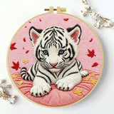Snow White Tiger Cub Embroidery Kit 🐯🤍🌸 Kits For Stitchers