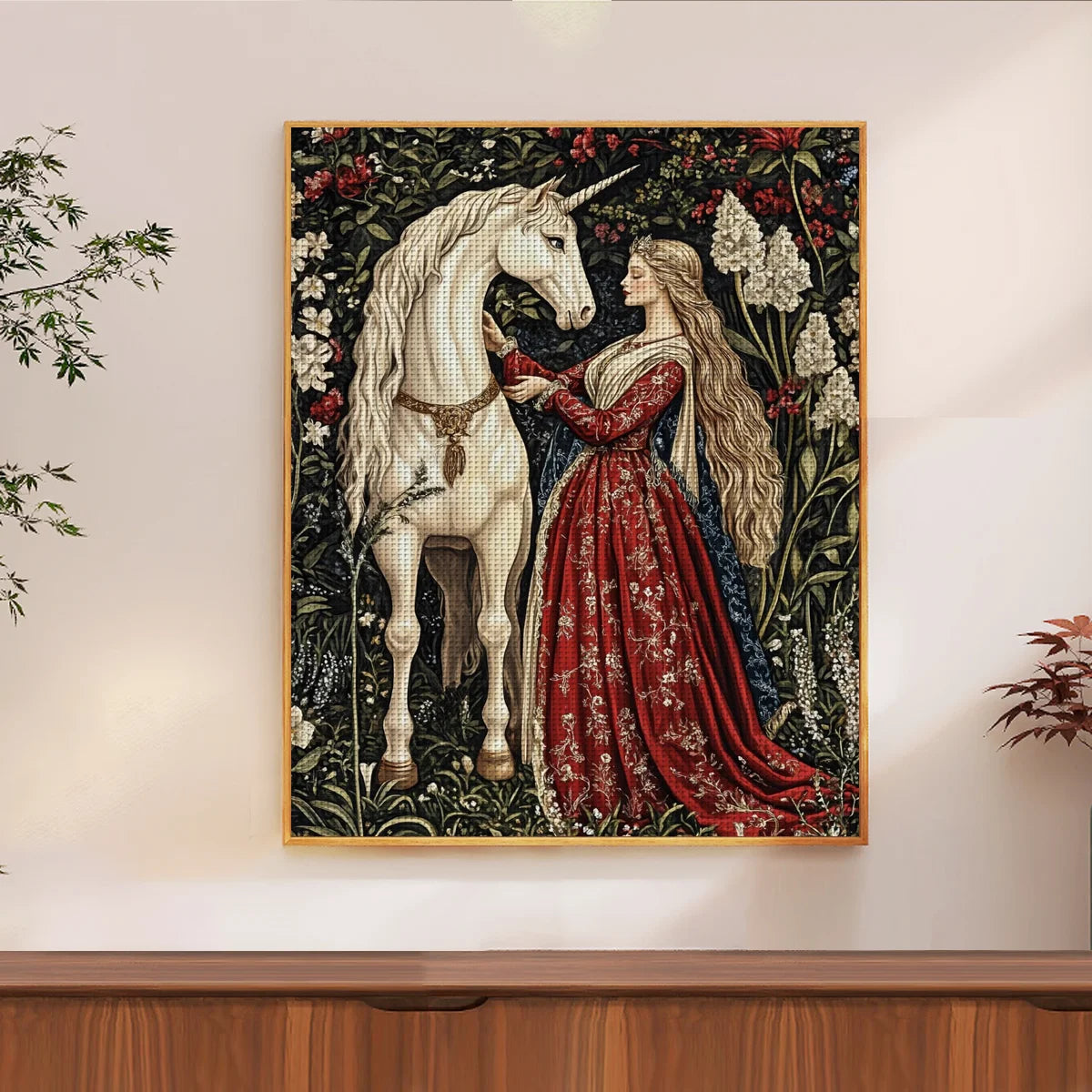 Enchanted Unicorn & Lady Cross Stitch Kit 🦄🌹✨