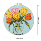 Handmade Tulip Bouquet Embroidery Hoop Wall Art – Colorful Floral Mason Jar Decor