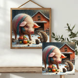 Pig & Hedgehog Friends Cross Stitch Kit 🐷🦔🍎❄️✨