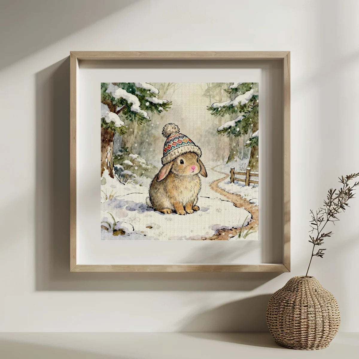 Winter Bunny in a Cozy Knit Hat Cross Stitch Kit 🐰❄️