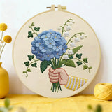 Blue Hydrangea Bouquet Embroidery Kit Kits For Stitchers