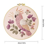 Pink Cockatoo Embroidery Kit – Floral Galah Parrot DIY Hand Embroidery Hoop Art Set Kits For Stitchers