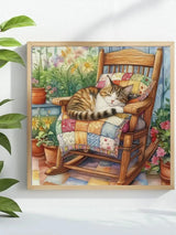 Cozy Garden Cat Nap Cross Stitch Kit 🐱🌸🪑✨