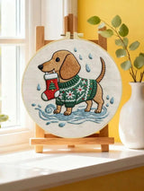 Christmas Dachshund Embroidery Kit Kits For Stitchers