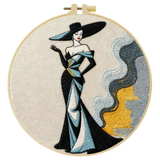 Handmade Elegant Lady Embroidery Hoop Wall Art – Vintage Fashion Portrait Decor