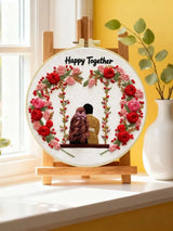 Happy Together Embroidery Kit for Beginners – DIY Romantic Couple Hand Embroidery Hoop Set