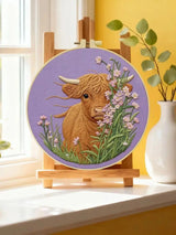 Highland Cow & Wildflowers Embroidery Kit Kits For Stitchers