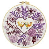 Lovebirds Heart Embroidery Kit – Romantic Floral DIY Hand Embroidery Hoop Art Set Kits For Stitchers