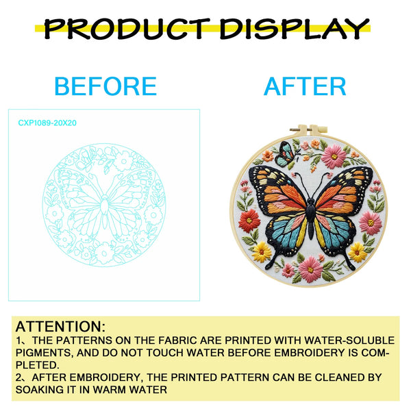 Vibrant Butterfly Hand Embroidery Kit