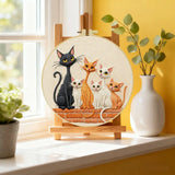 Cute Cat Family Embroidery Kit – Whimsical DIY Hand Embroidery Hoop Art Set