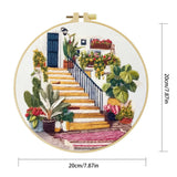 Mediterranean House & Garden Embroidery Starter Kit DIY – Beginner Landscape Hand Embroidery Kit