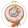 Unicorn Donut Embroidery DIY Kit – Cute Kawaii Beginner Stitching Kit with Hoop, Pattern & Threads