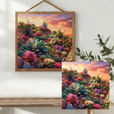 Vibrant Desert Succulent Garden Cross Stitch Kit 🌵🌸🌅✨