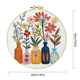 Floral Vase Embroidery Kit for Beginners – DIY Modern Flower Hand Embroidery Hoop Set