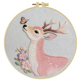 Pink Deer & Butterfly Embroidery Kit Kits For Stitchers
