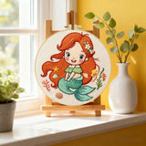 Cute Mermaid Girl Embroidery Starter Kit DIY – Beginner Cartoon Ocean Hand Embroidery Kit