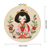 Cute Japanese Doll Embroidery Starter Kit DIY – Beginner Kawaii Hand Embroidery Kit with Floral Design