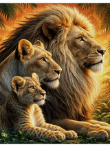 Lion Family Cross Stitch Kit 🦁👑✨🌿