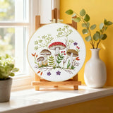 Mushroom Embroidery Kit for Beginners – DIY Woodland Hand Embroidery Hoop Set