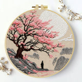 Lavender Field Embroidery DIY Kit – Beginner Floral Stitching Kit with Hoop & Pattern