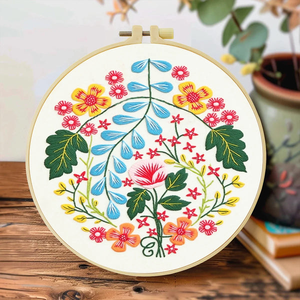Folk Floral Hand Embroidery Kit