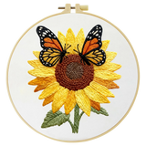 Sunflower & Butterfly Embroidery Starter Kit DIY – Beginner Floral Hand Embroidery Kit with Nature Design