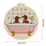 Dachshund Bath Time Embroidery Kit – Cute Sausage Dog DIY Hand Embroidery Hoop Art Set 🛁🐾 Kits For Stitchers