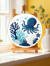Cute Octopus Embroidery Kit – Ocean Sea Life DIY Hand Embroidery Hoop Art Set