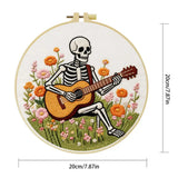Skeleton Guitarist Embroidery Kit – Floral Music & Wildflower Design Kits For Stitchers