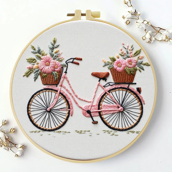 Floral Bicycle Hand Embroidery Kit