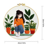 Cozy Plant Girl Embroidery Kit for Adults – Cute Houseplant Lover DIY Hand Embroidery Hoop Art Aesthetic Needlepoint Craft Gift