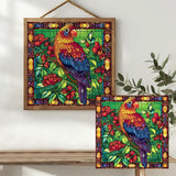 Stained Glass Parrot Cross Stitch Kit 🦜🌺🌈✨