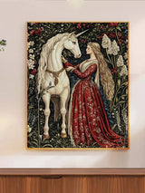 Enchanted Unicorn & Lady Cross Stitch Kit 🦄🌹✨