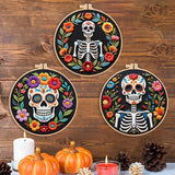 Floral Sugar Skull Embroidery Kit – Set of 3
