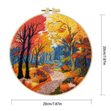 Autumn Forest Path Embroidery Kit – Colorful Fall Landscape DIY Hand Stitch Art with Hoop & Threads, Scenic Nature Wall Décor Craft Set