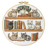 Bookshelf Kitten Embroidery Kit