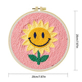 Smiley Sunflower Punch Needle Wall Art – Handmade Embroidery Hoop Decor for Nursery & Cozy Rooms