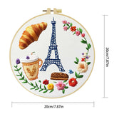 Paris Café Embroidery Starter Kit – DIY Eiffel Tower & Pastry Sewing Art Set for Beginners