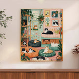 Cozy Cat Lounge Cross Stitch Kit 🐱🌿🏡