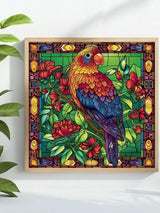 Stained Glass Parrot Cross Stitch Kit 🦜🌺🌈✨