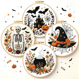 Spooky Halloween Floral Embroidery Kit – Set of 4