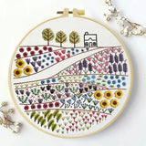 Wildflower Meadow Embroidery Kit – Countryside Floral DIY Hand Embroidery Hoop Art Set Kits For Stitchers