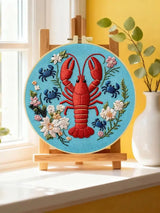 Lobster & Blue Crabs Embroidery Kit – Colorful Coastal Floral Design Kits For Stitchers