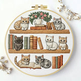 Bookshelf Kitten Embroidery Kit