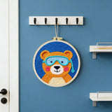 Cute Bear Punch Needle Wall Art – Handmade Embroidery Hoop Decor for Nursery & Cozy Rooms